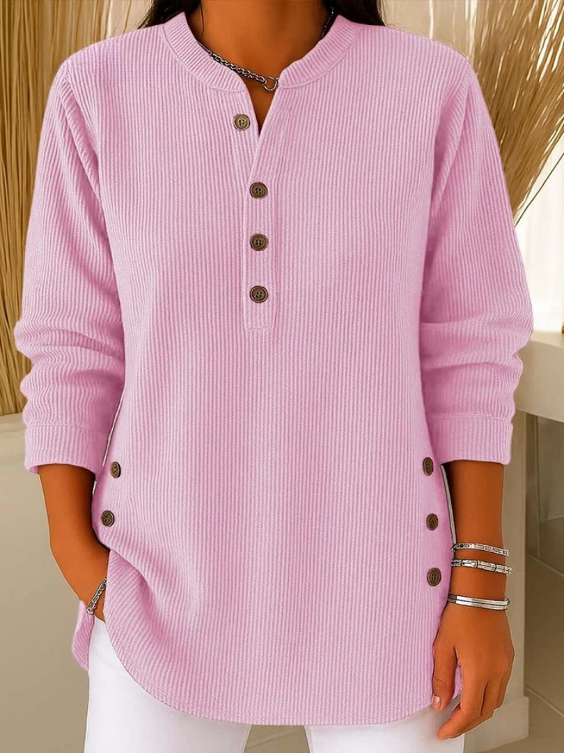 Relaxed button henley everyday tunic for women | Eden -2