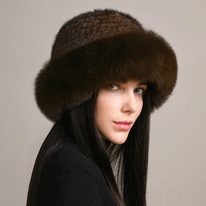 Valentina mink fur hat for women | Aurora -6