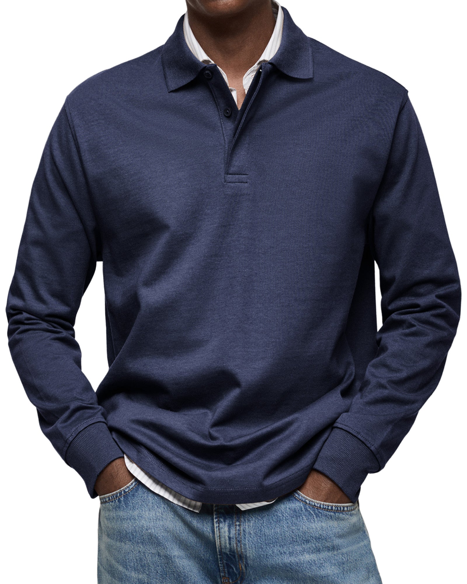 Classic long-sleeve relaxed polo shirt for men | Gary -2