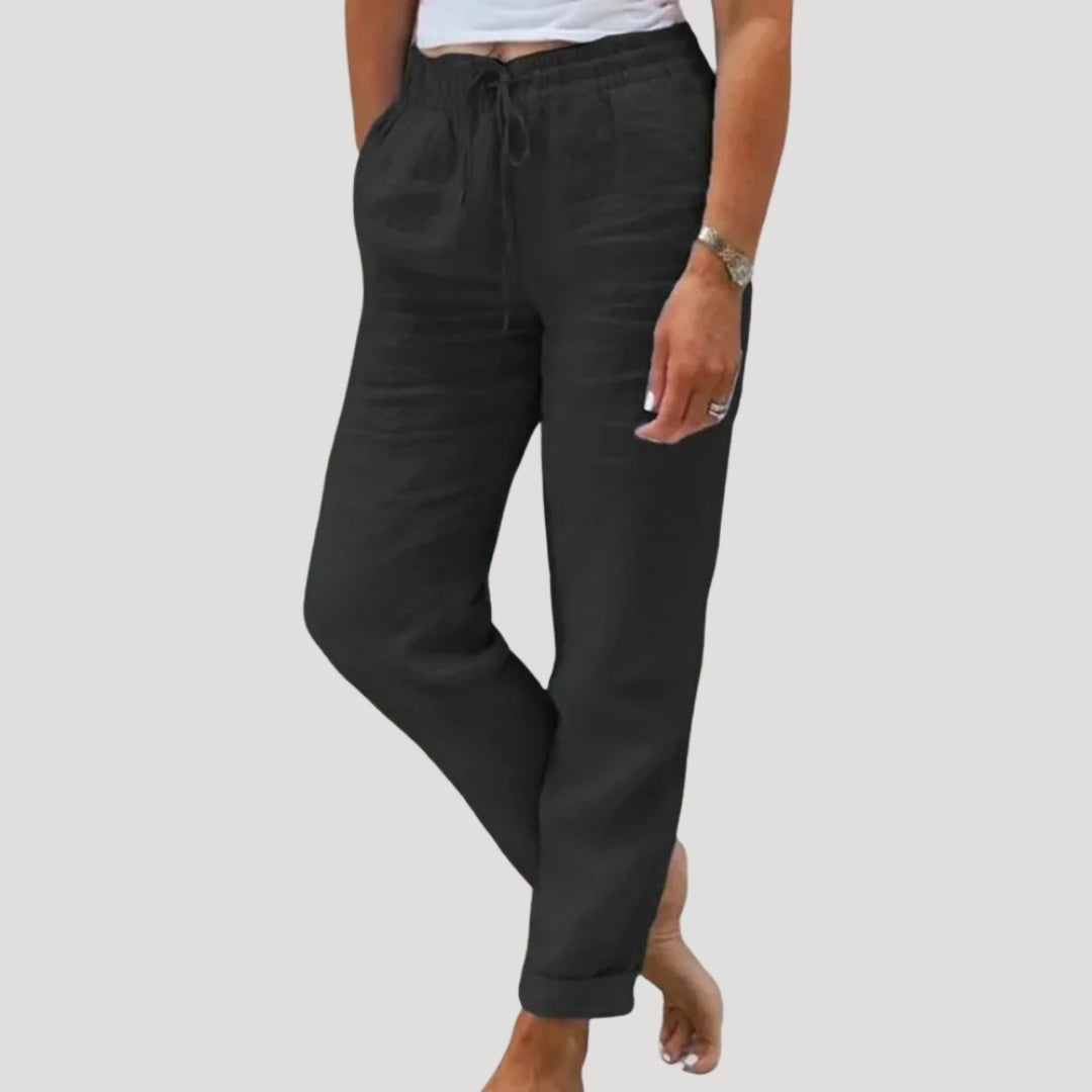 Lightweight drawstring summer trousers for women | Eleni