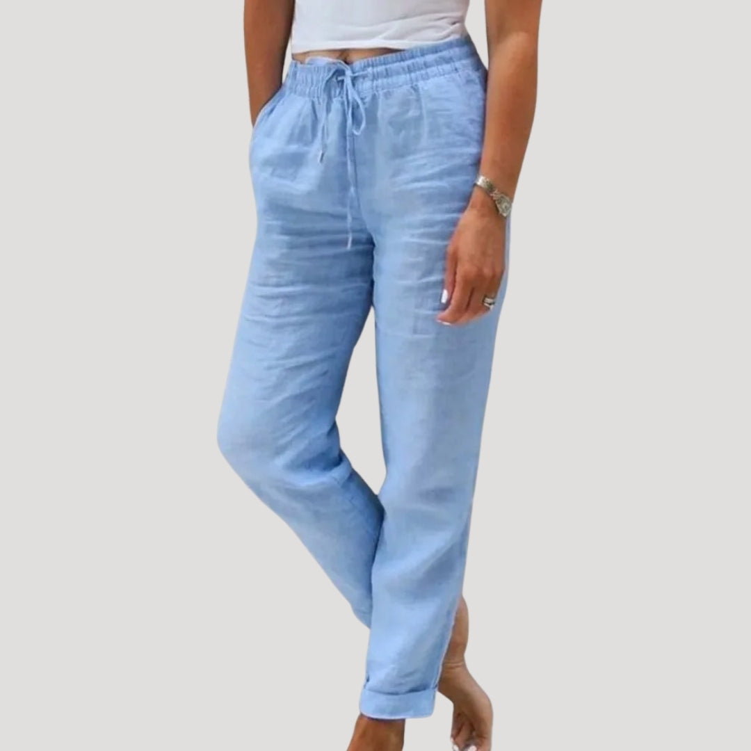 Lightweight drawstring summer trousers for women | Eleni