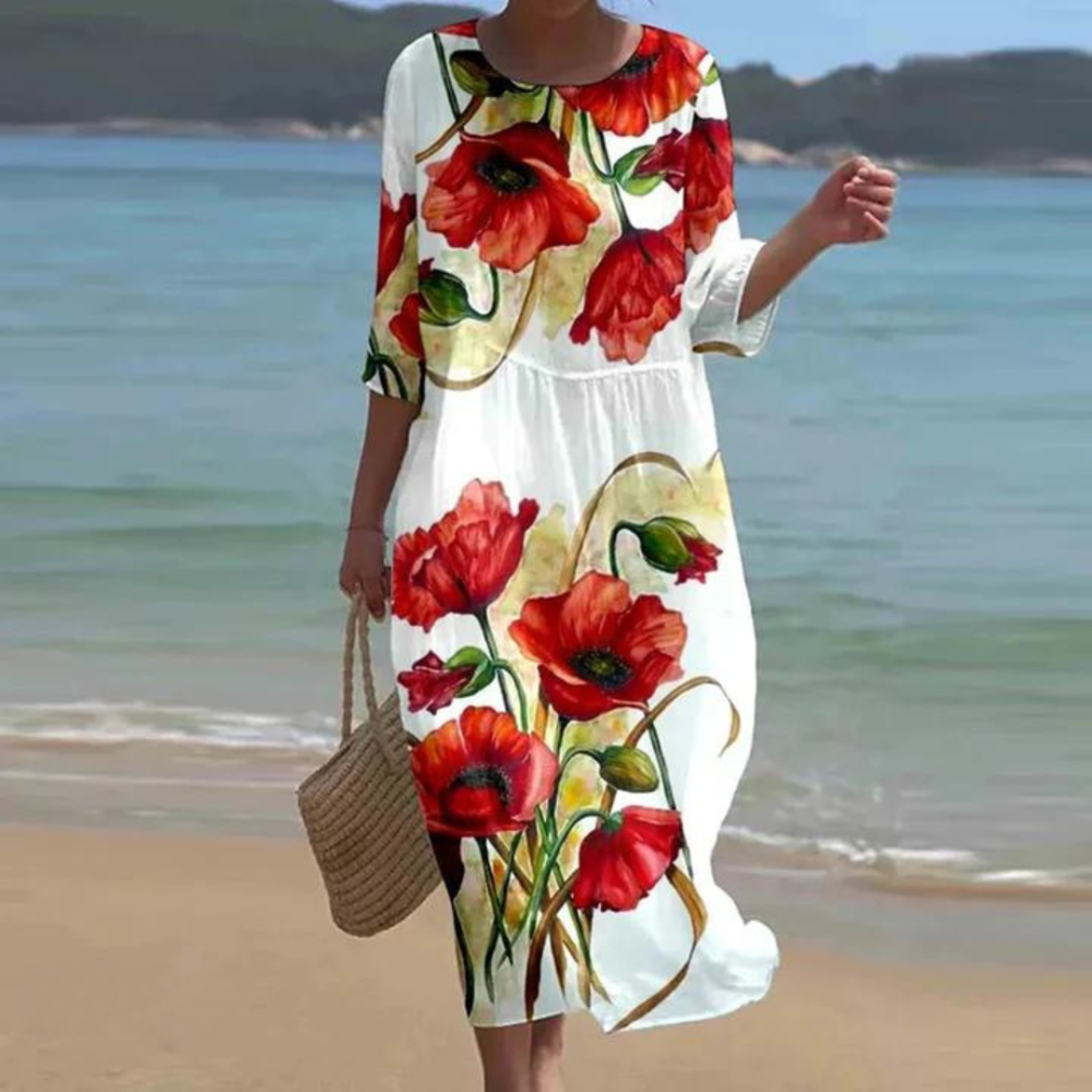 Elegant tummy-covering dress for women | Elara -3