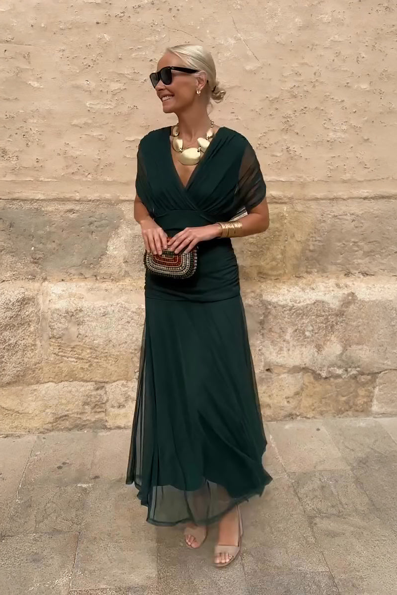 V-neck fantasy maxi dress for women | Elowen -1