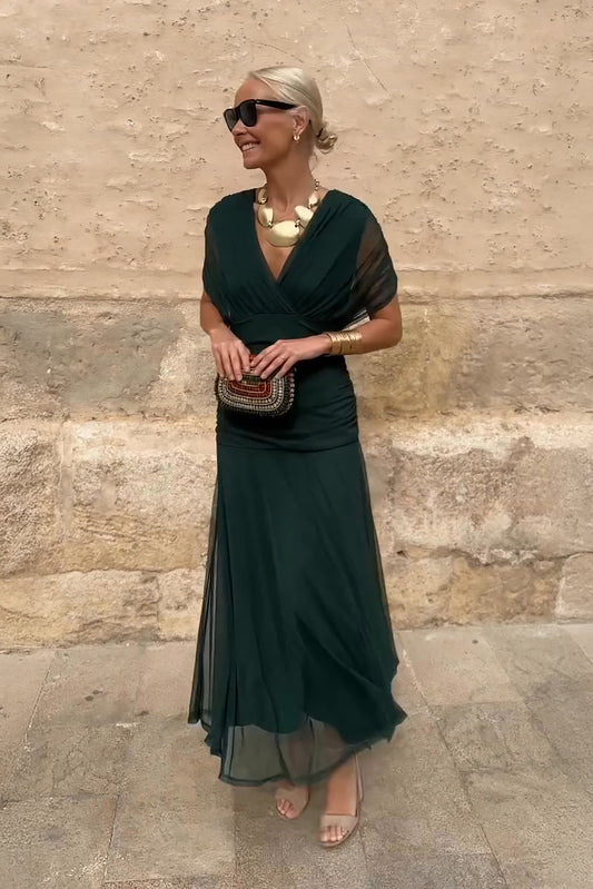 V-neck fantasy maxi dress for women | Elowen -1