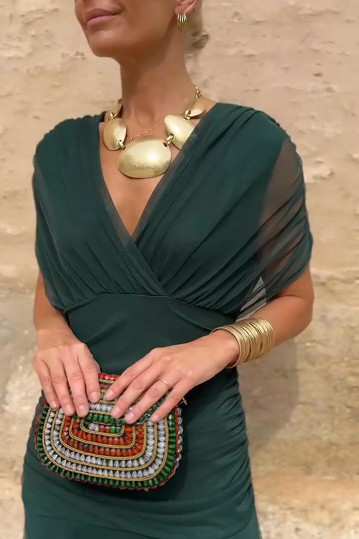 V-neck fantasy maxi dress for women | Elowen -3