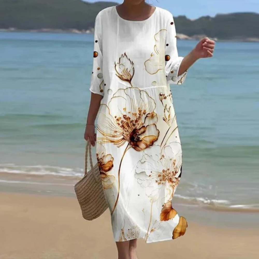 Elegant tummy-covering dress for women | Elara -4