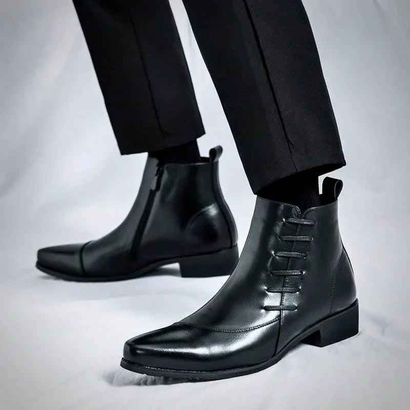 Classic leather everyday dress boots for men | Samuel Thatcher -11