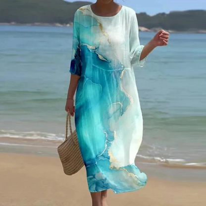 Elegant tummy-covering dress for women | Elara -5