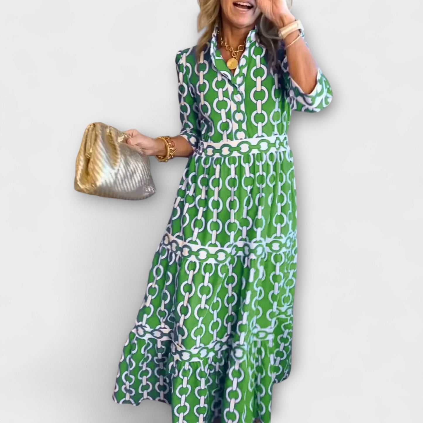 Midi dress with chain pattern for women | Juliette