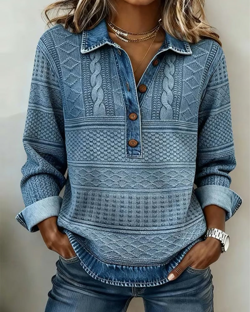 Chic half-button sweatshirt for women | Elara -1
