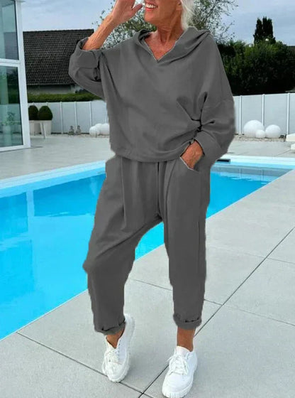 Cosy hooded sweatshirt everyday set for women | Hazel -5