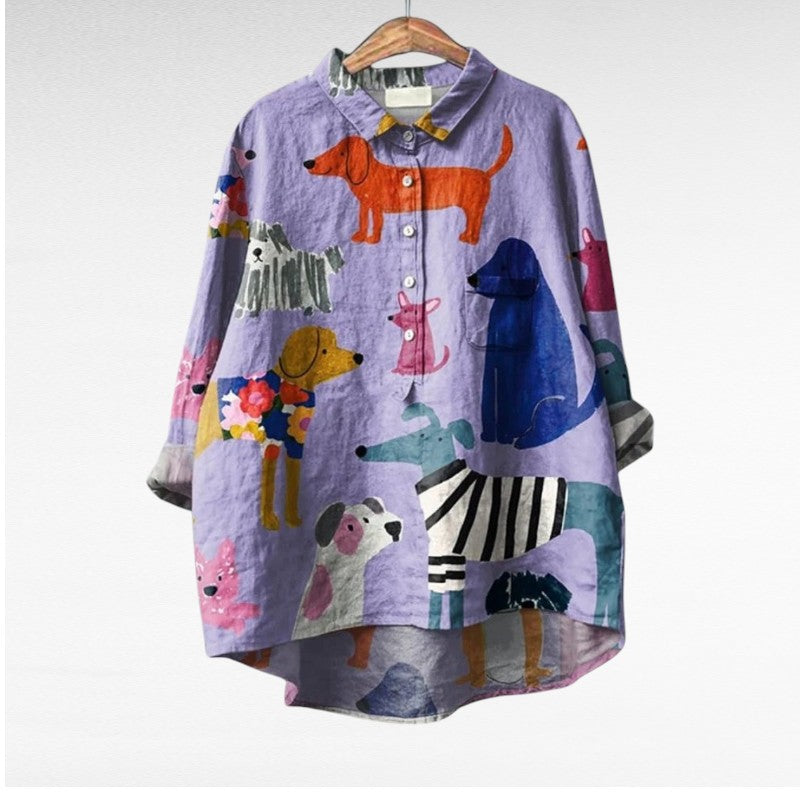 Artistic button-up shirt with relaxed silhouette for women | Audrey