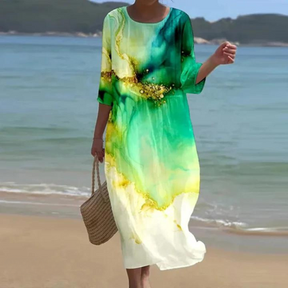 Elegant tummy-covering dress for women | Elara -8