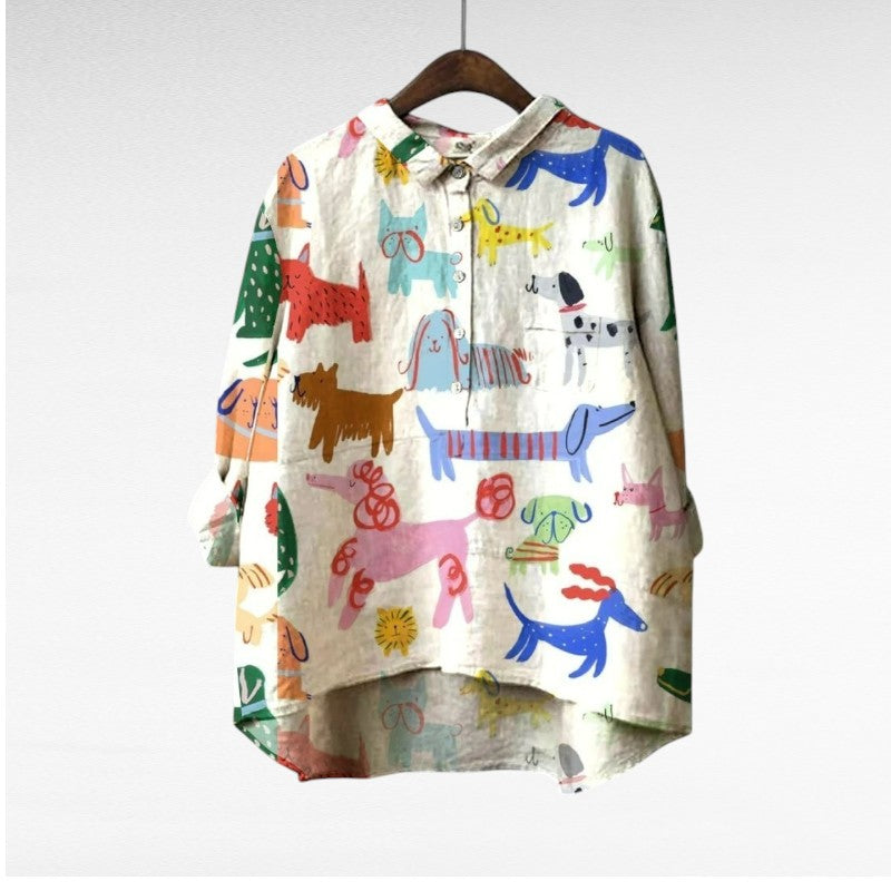 Artistic button-up shirt with relaxed silhouette for women | Audrey