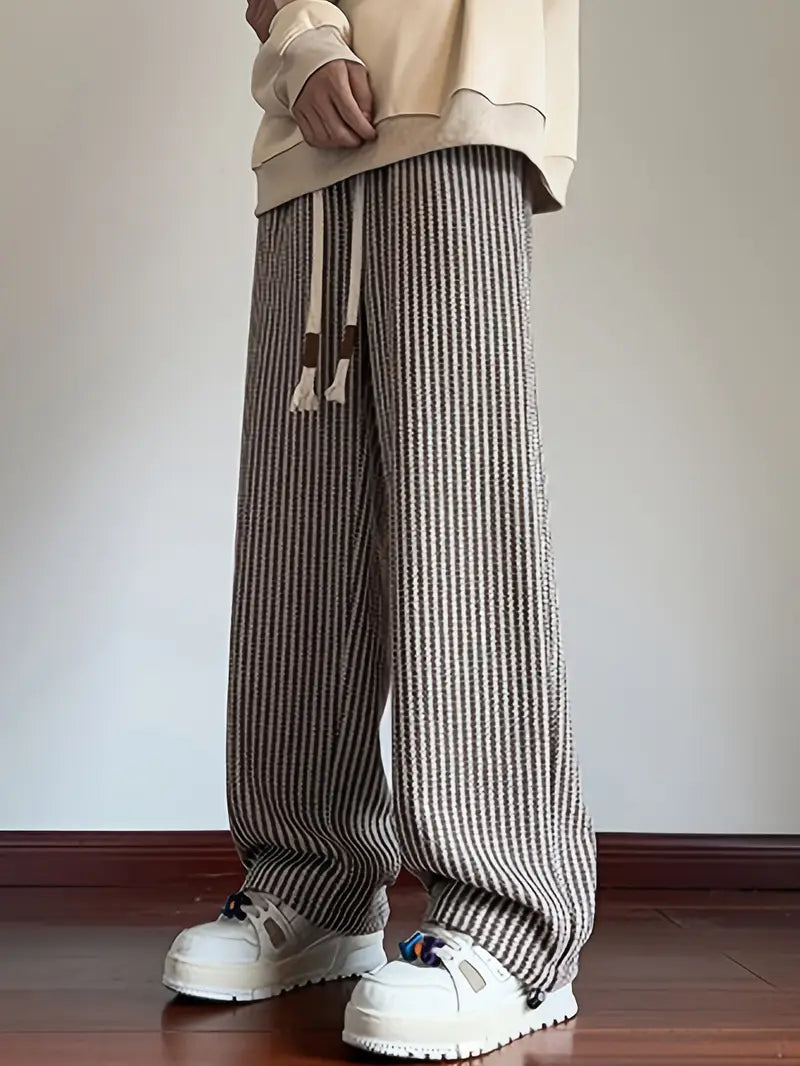 Baggy ribbed drawstring sweatpants piece for men | Calder -2