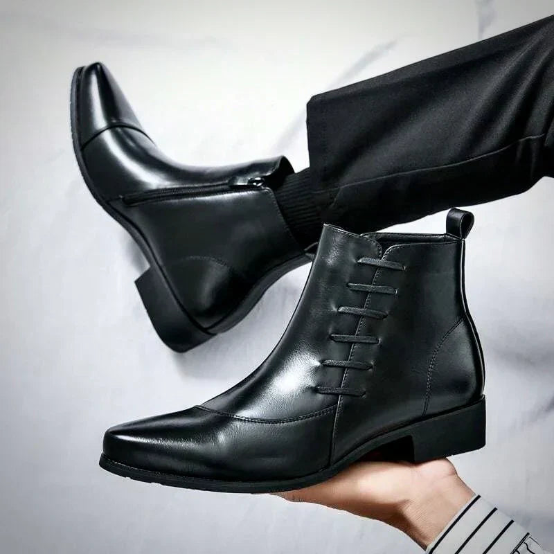 Classic leather everyday dress boots for men | Samuel Thatcher -12