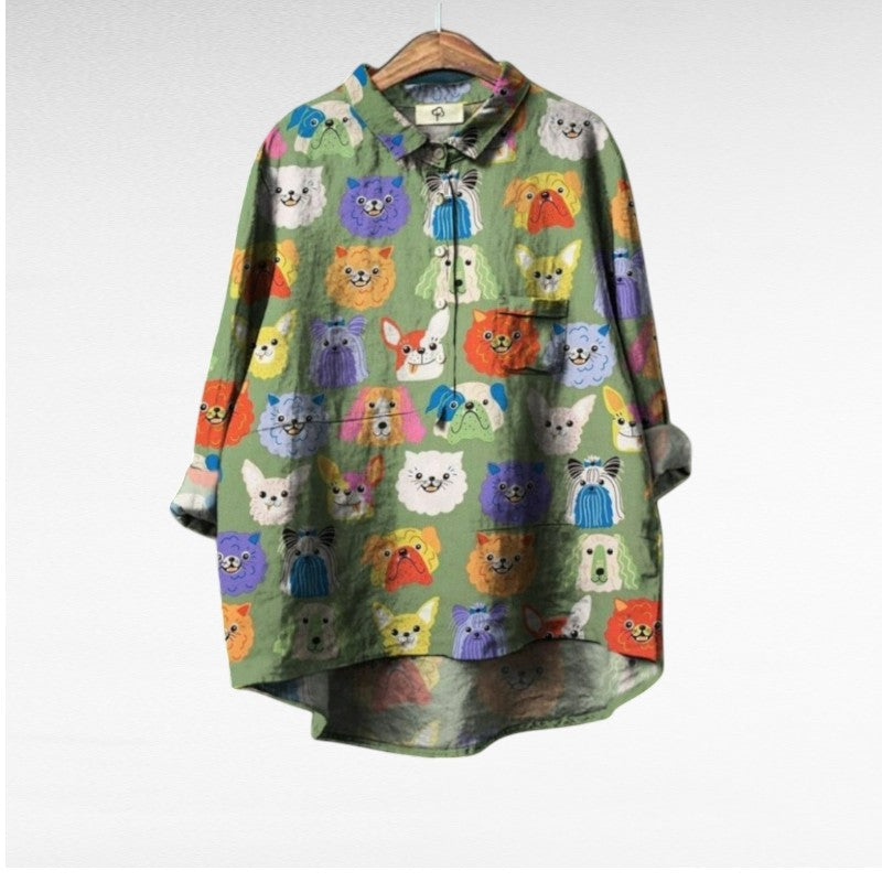 Artistic button-up shirt with relaxed silhouette for women | Audrey