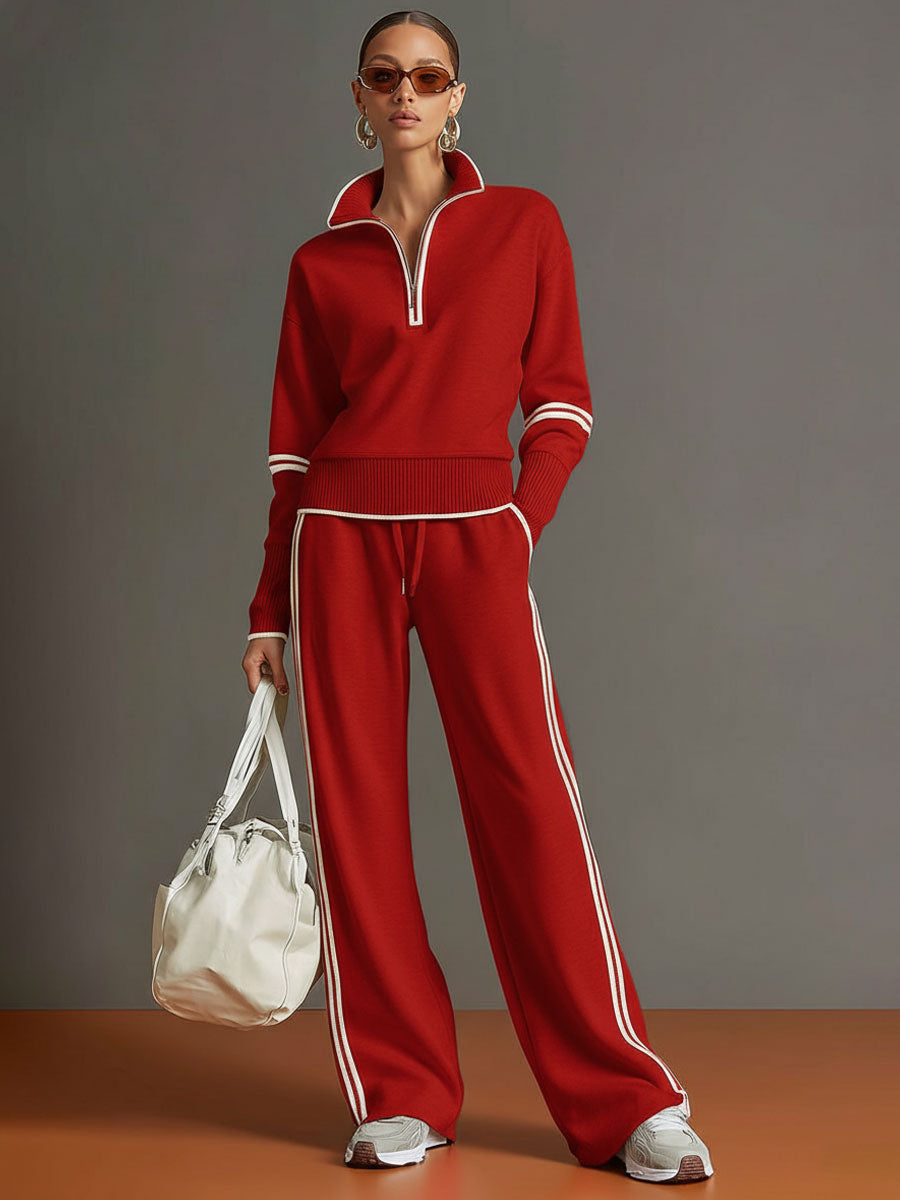 Sport-luxe half-zip co-ord set for women | Zerina -11