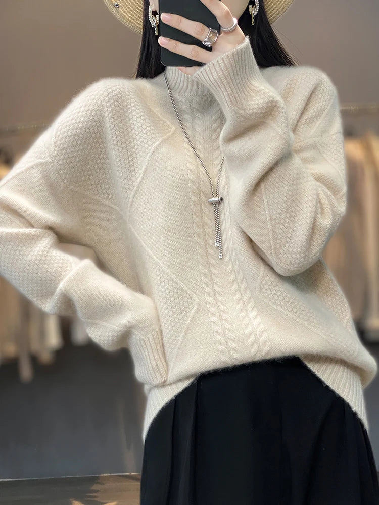 Cable-knit turtleneck jumper for women | Ellis -2
