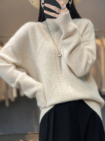 Cable-knit turtleneck jumper for women | Ellis -2