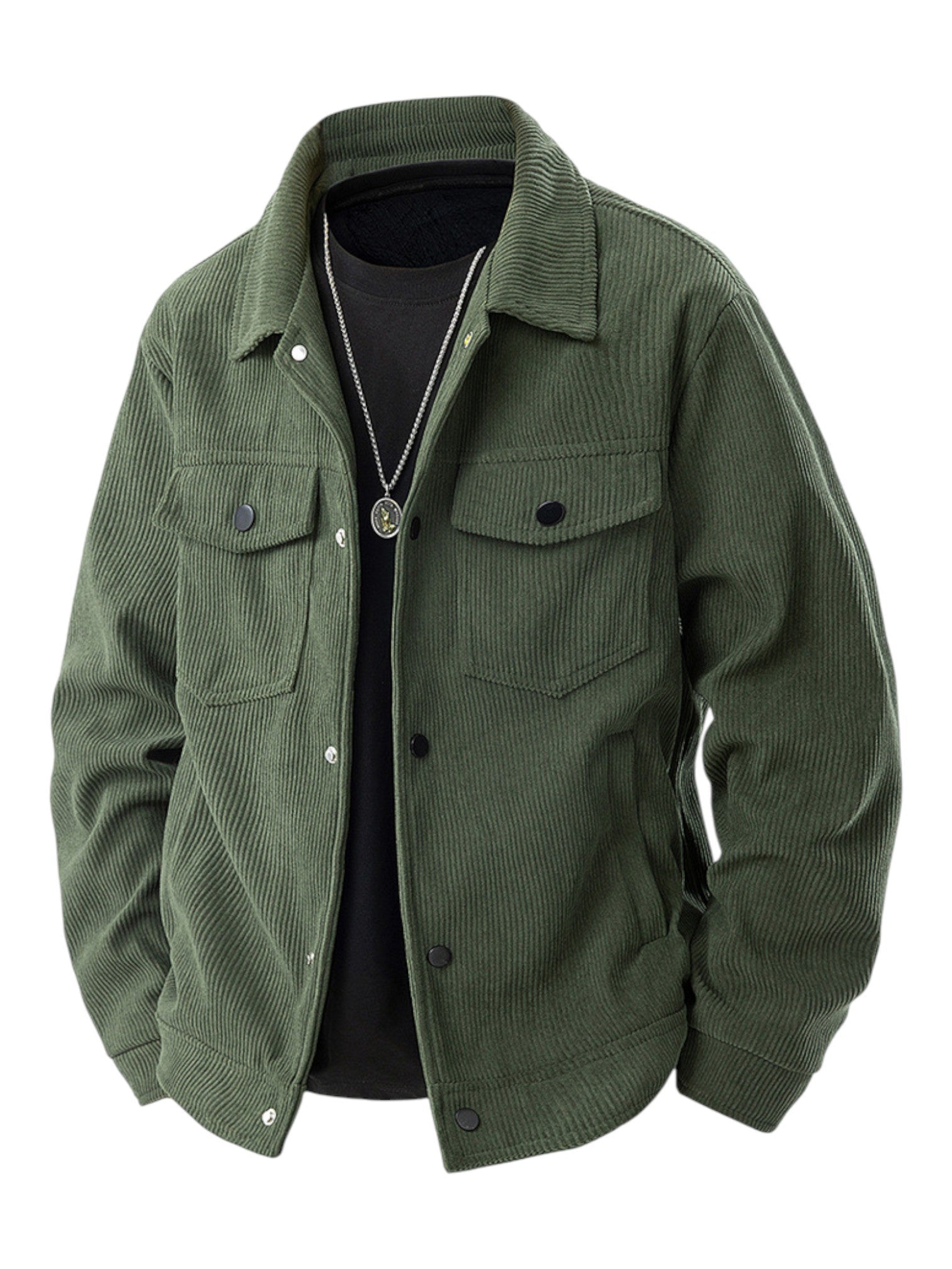 Corduroy snap front jacket for men | Rowan -7