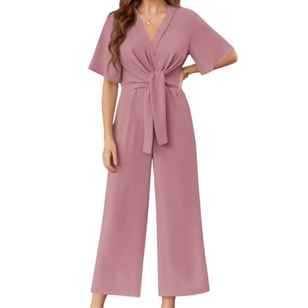 Elegant summer tie-knot everyday jumpsuit for women | Gabriella -5