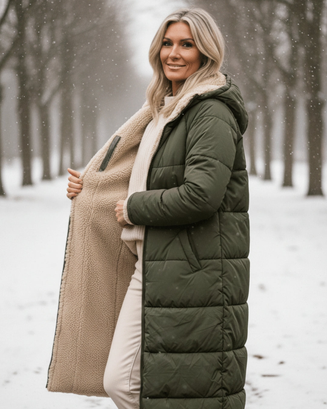 Warm sherpa-lined winter coat for women | Eleanor -7
