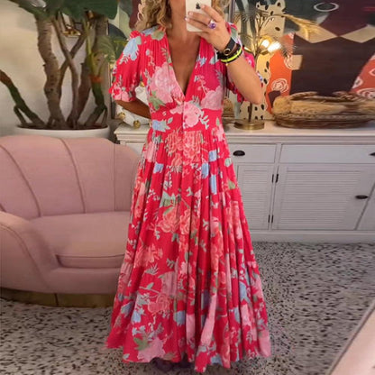 Vibrant elegant floral dress maxi for women -2