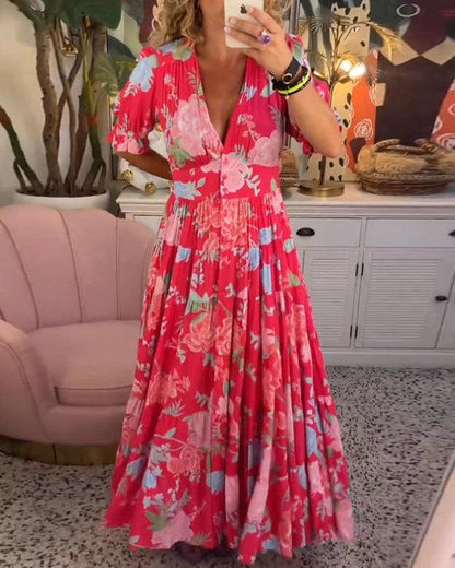 Vibrant elegant floral dress maxi for women -12
