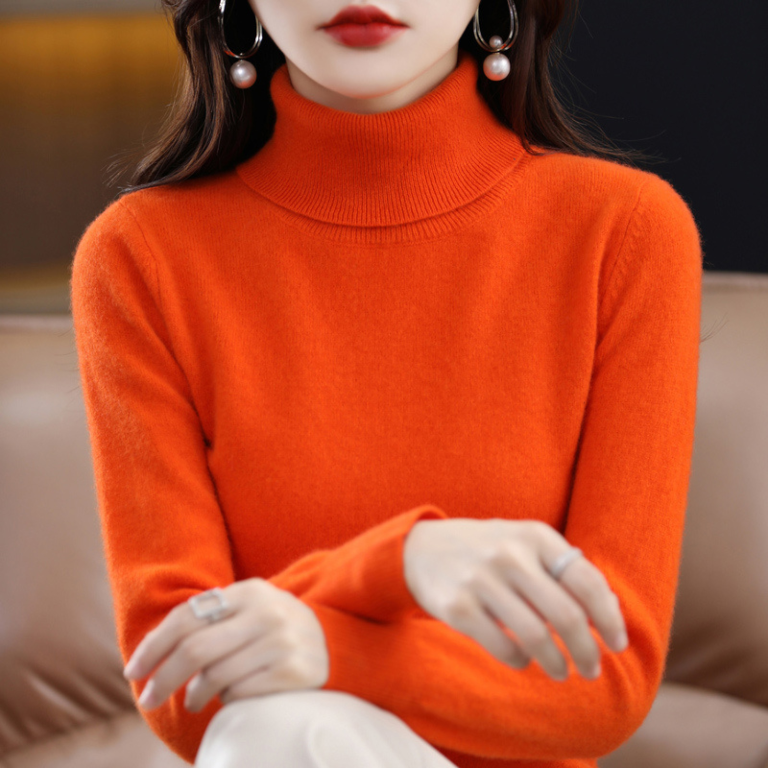 Soft knit turtleneck jumper for women | Elara -9