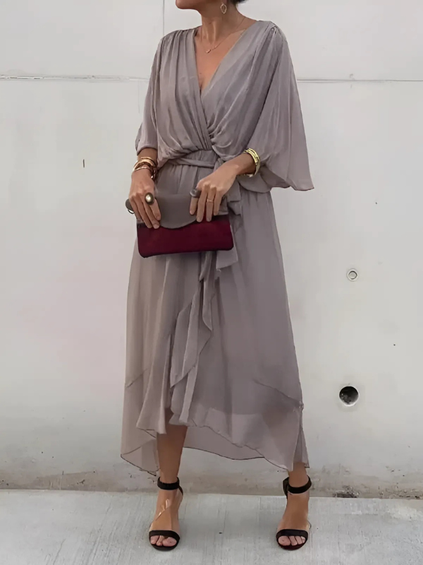 Dress portefeuille mi-longue fluide for women | Noa -5