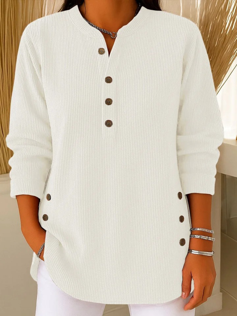 Relaxed button henley everyday tunic for women | Eden -5