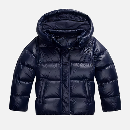 Glossy hooded lightweight puffer jacket for women -6