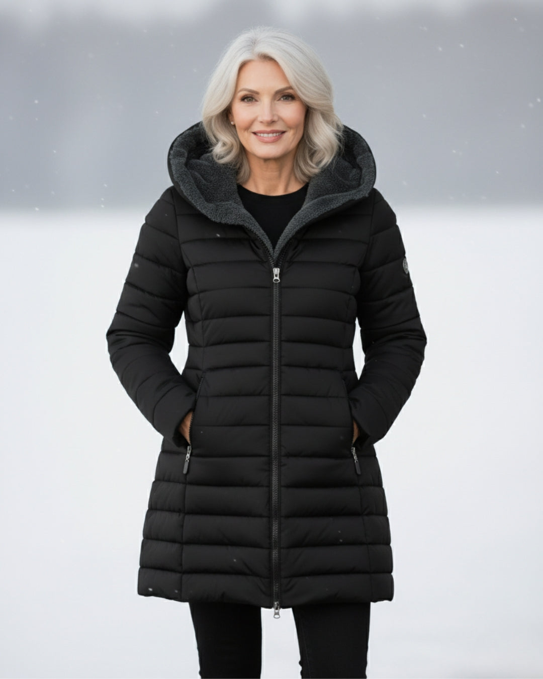 Warm hooded puffer winter coat for women | Olivia -6