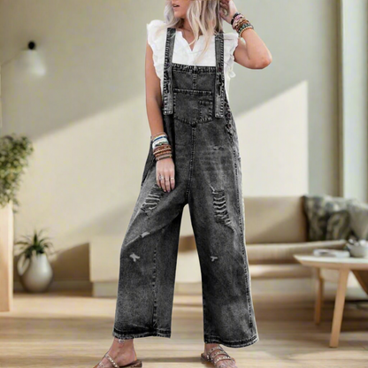Vintage wash adjustable jumpsuit for women | Carmelita