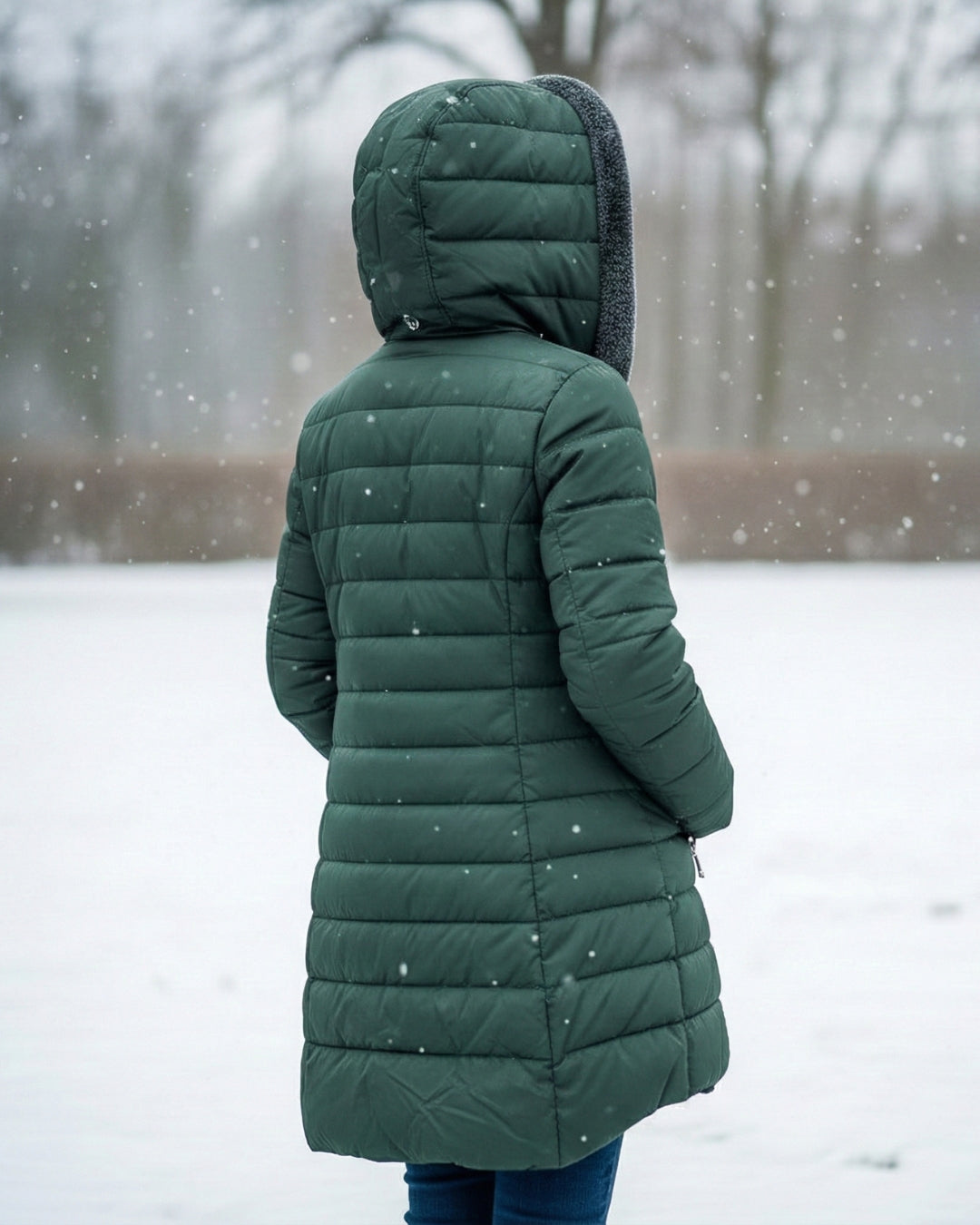 Fleece-lined puffer coat with A-line silhouette for women | Jami