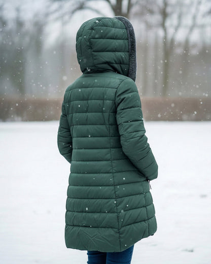Fleece-lined puffer coat with A-line silhouette for women | Jami