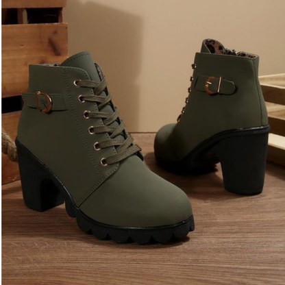Chic lace-up chunky ankle boots for women | Katni -3