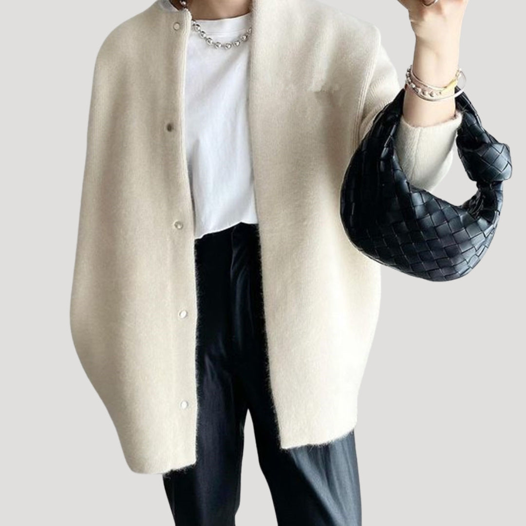 Long knit cardigan with relaxed silhouette for women | Arlette