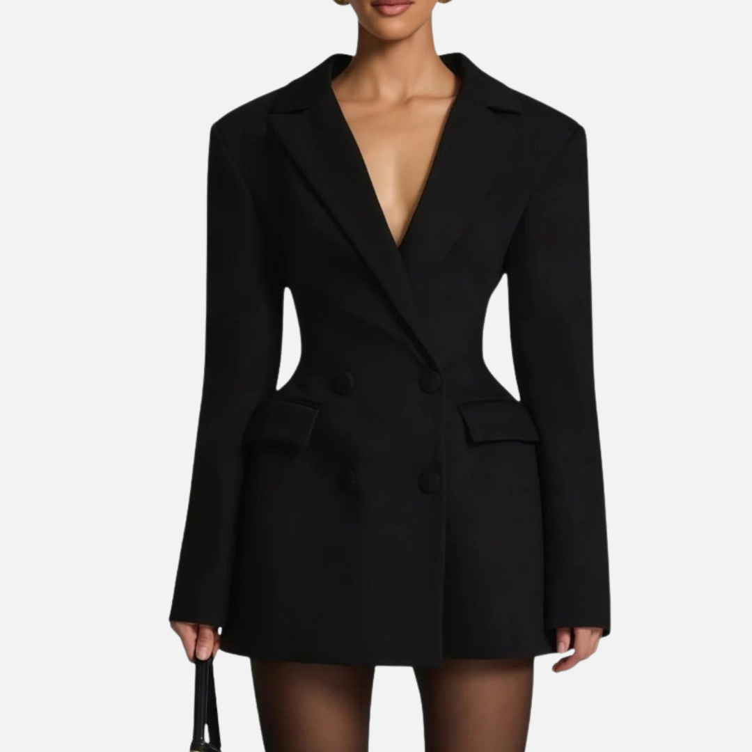 Elegant tailored blazer mini dress for women -5