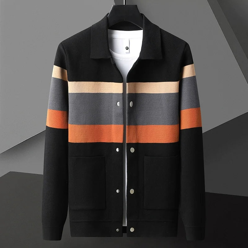 Striped varsity knit jacket for men | Arden -4