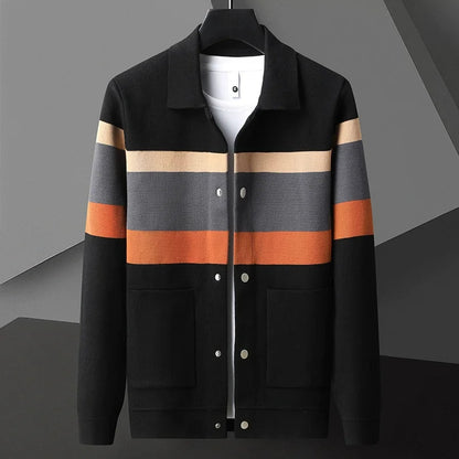 Striped varsity knit jacket for men | Arden -4