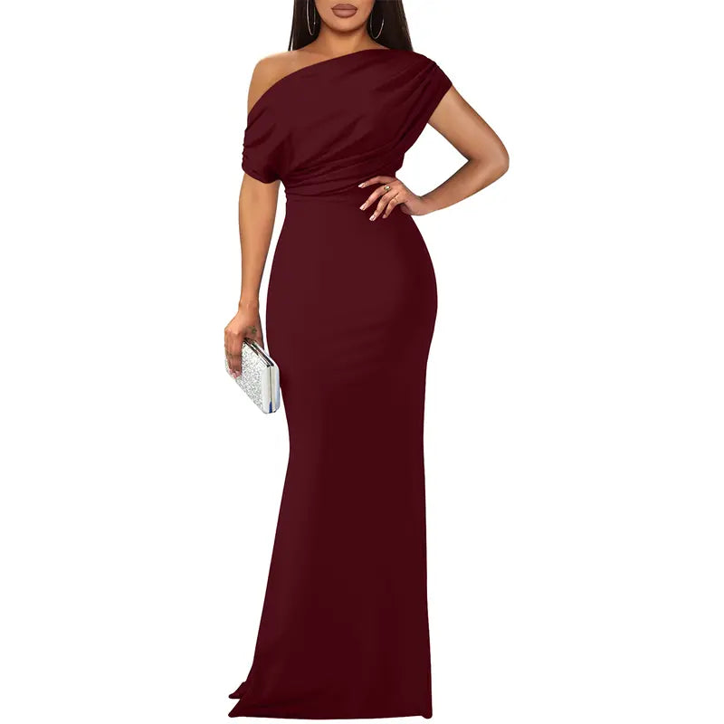 Elegant off-shoulder bodycon evening gown for women | Roselyn -4