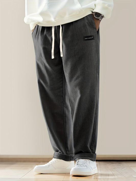 Relaxed drawstring corduroy everyday trousers for men | Ellison -1