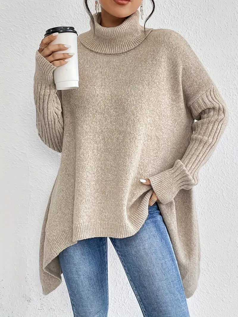 Oversized knit turtleneck everyday jumper for women | Elowen -3