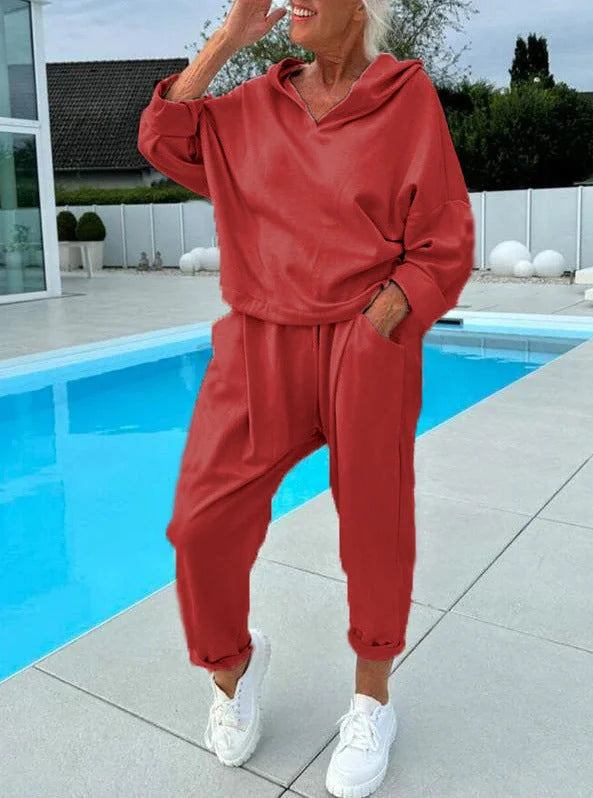 Cosy hooded sweatshirt everyday set for women | Hazel -6