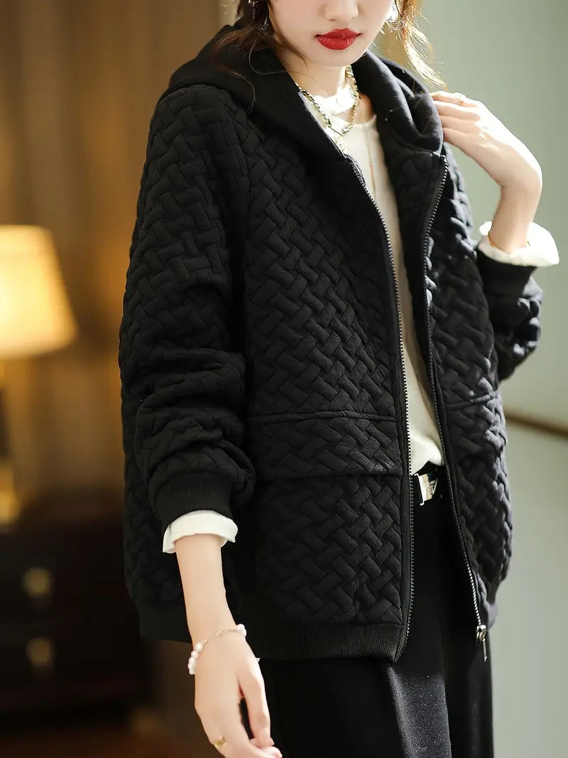 Quilted zip-up hoodie basketweave pattern trainers for women | Selara -10