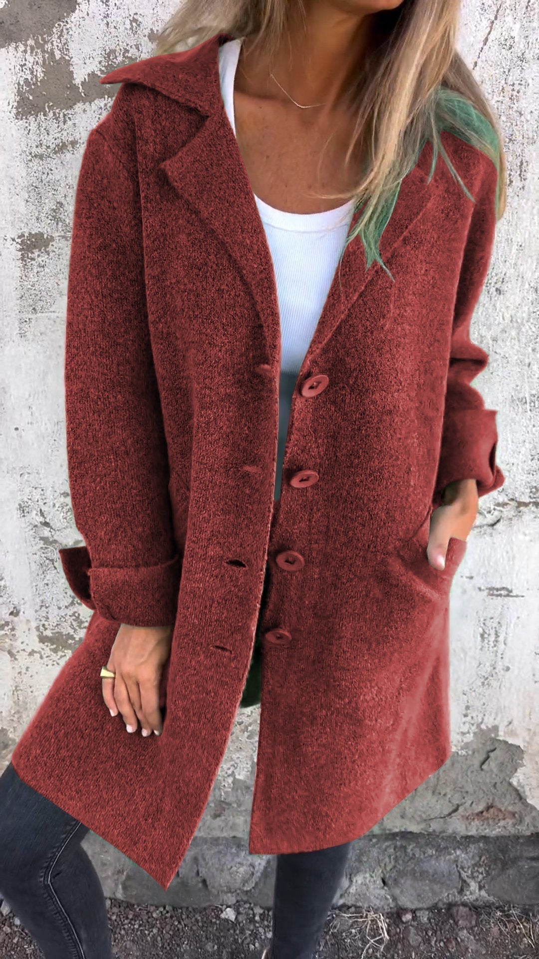 Long knit coat for women | Ada -9