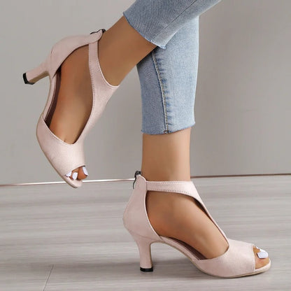 Elegant open-toe comfort heels for women | Amara -10