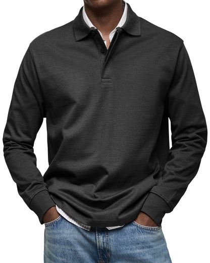 Classic long-sleeve relaxed polo shirt for men | Gary -3